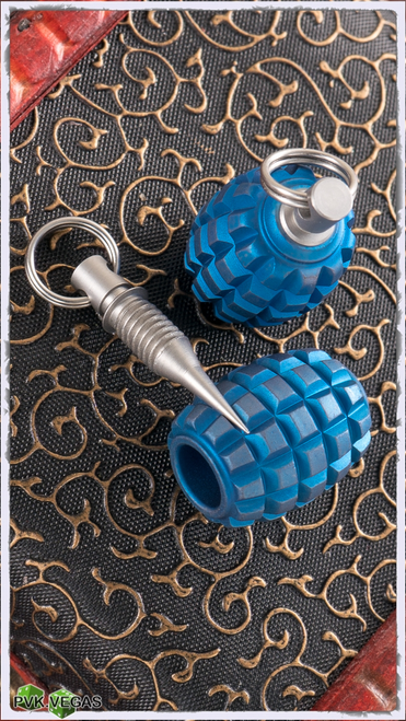 Titanium Frag Grenade Bead Blue Ano