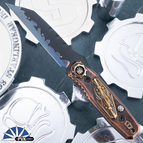 Blackside Customs/ Starlingear Americana, Sumi Wave Finish Magnacut Blade, Custom Copper Handle Scales. One Of A Kind.