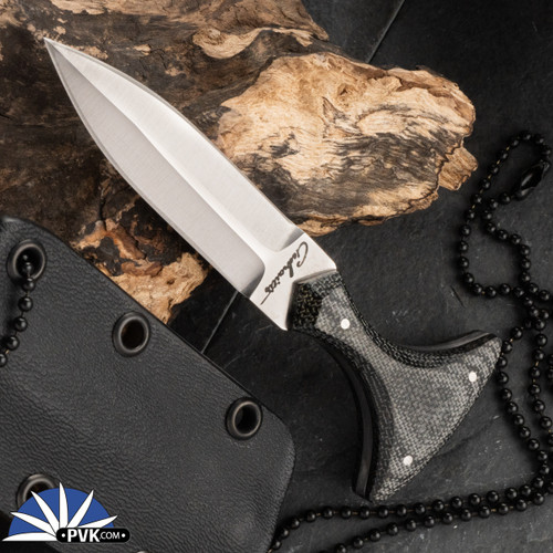 Chuck Gedraitis Custom Push Dagger, Neck Knife, CPM154 Satin Finish, Black Micarta Scales