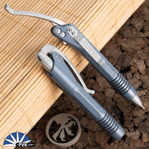 Microtech Siphon II Gray w/ Silver Hardware