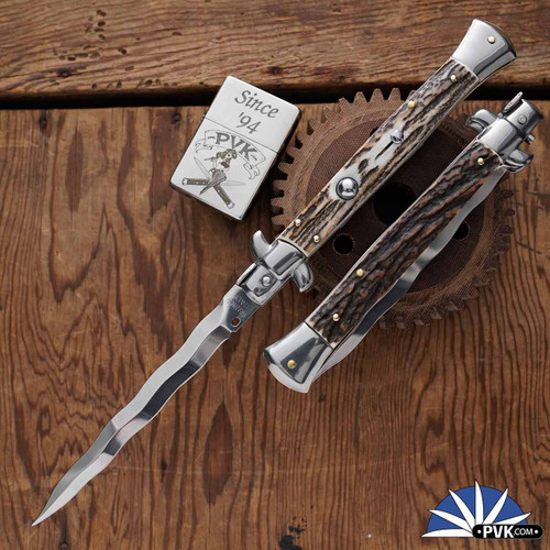 Frank B Italian Stiletto 11" Kris Blade, Stag (28CM)