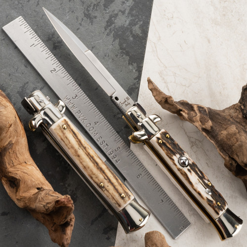 Frank B Italian Stiletto Pick Lock 9" Bayonet Stag (23CM) Limited Edition 2023