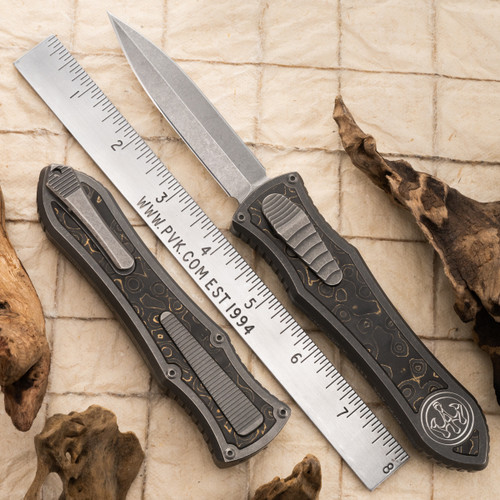 G&G Hawk Custom Deadlock Model "C" Tumbled  Double Edge Blade Tumbled Titanium Chassis W/Fat Carbon Gold Camo Inlays