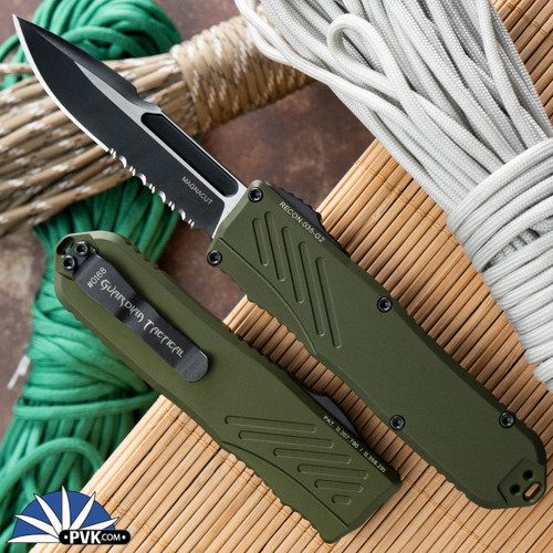 Guardian Tactical RECON-035 G2 Single Edge, Two Tone Partial Serrated Blade, OD Green Handle, 98212-G2OD
