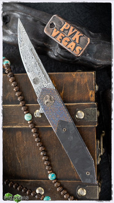 Glenn Waters Kaiken 2, Damasteel, Tungsten Carbide Coated Titanium, Marble Carbon Fiber