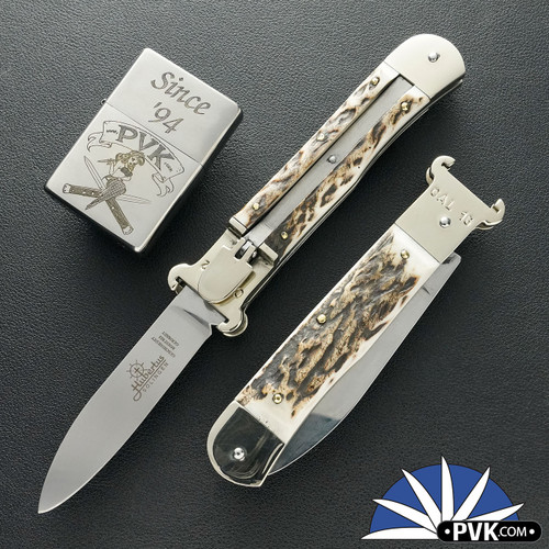 Hubertus Springer Drop Point Auto, Stag Scales Shotgun Shell Puller (7.6" Model)