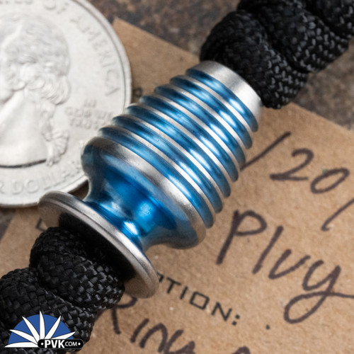 John Gray "Plug" Titanium Lanyard Bead 7 Ring Blue & Silver Anodized