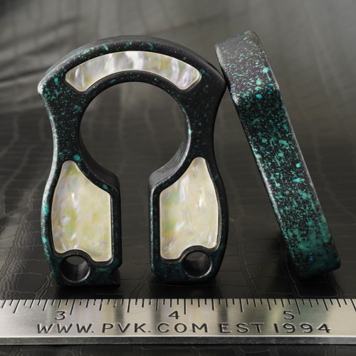 John Gray 1/2" Keyper Aluminum Splash Anodized Green Splatter Pattern with Mother Of Pearl Inlays