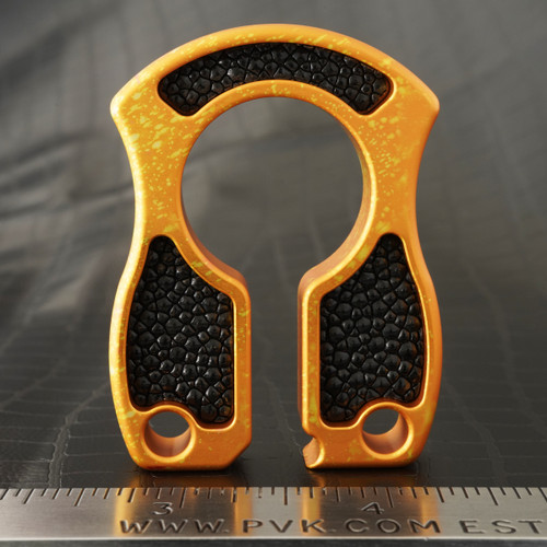 John Gray 1/2" Keyper Aluminum Splash Anodized Orange Splatter Pattern with Black Stingray Inlays