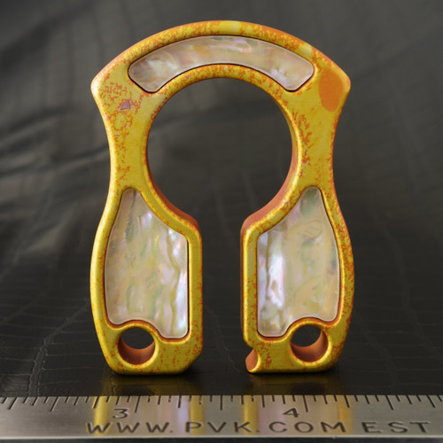 John Gray 1/2" Keyper Aluminum Splash Anodized Orange Splatter Pattern with Mother Of Pearl Inlays