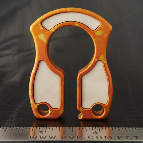John Gray 1/2" Keyper Aluminum Splash Anodized Orange Splatter Pattern with White Pearlex Inlays