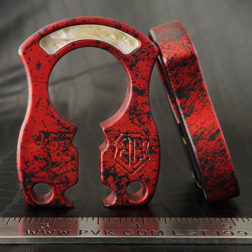John Gray 1/2" Keyper Aluminum Splash Anodized Red Splatter Pattern with Mother Of Pearl Inlays