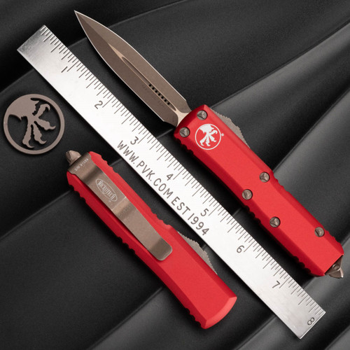 Microtech UTX-85 232-13AP Double Edge Apocalyptic Bronze Blade