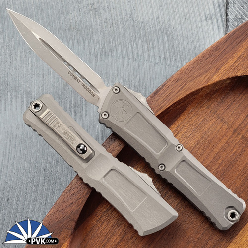 Microtech Combat Troodon Gen 3 1142-10APNC Double Edge Apocalyptic Blade, Natural Clear Handle