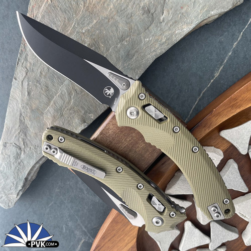 Microtech Amphibian 137RL-1FLGTOD Ram-Lok G10 Fluted OD Green, Black Blade
