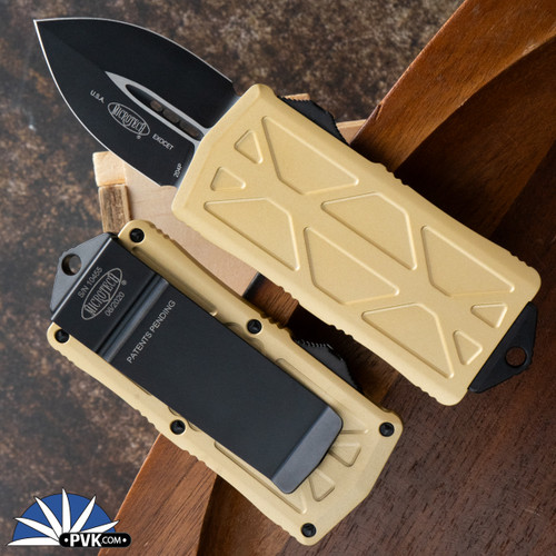 Microtech Exocet 157-1CG Black Blade Champange Gold Handle
