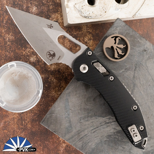 Microtech Borka Stitch 169RL-10APFL Ram-Lok Aluminum Fluted Black, Apocalyptic Blade