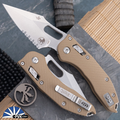 Microtech Stitch 169RL-11FLGTTA Ram-Lok G10 Fluted Tan, Stonewash