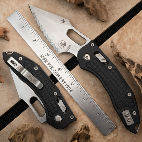 Microtech Borka Stitch 169RL-12FRGTBK Ram-Lok S/E Full Serrated Black Frag G10