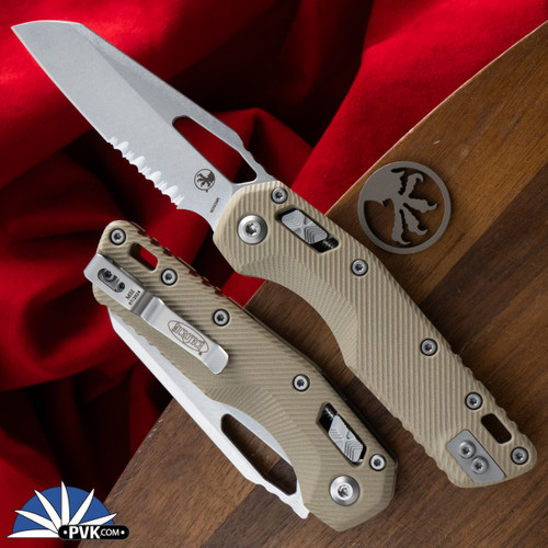 Microtech Stitch 169RL-11FLGTTA Ram-Lok G10 Fluted Tan, Stonewash