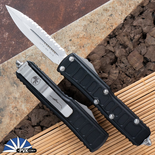 Microtech UTX-85 II 232II-4S Double Edge Satin Blade, Black handle