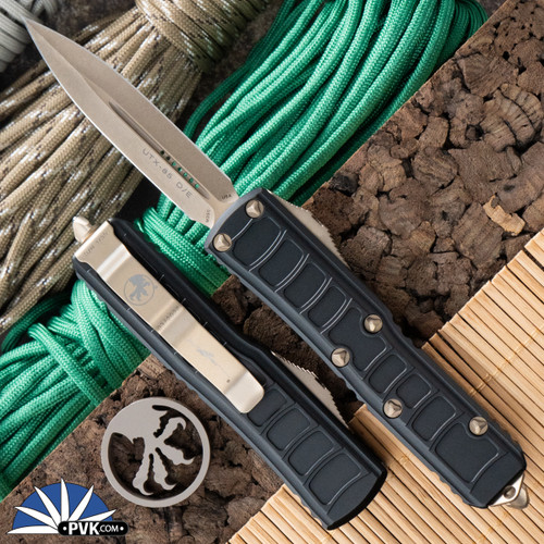 Microtech UTX-85 II 232II-4S Double Edge Satin Blade, Black handle