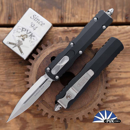 Microtech Dirac 225-4 Satin Blade, Black Handle