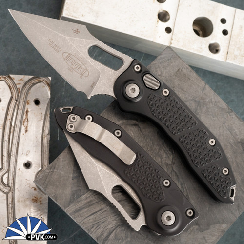 Microtech Stitch Auto 169-10AP Apocalyptic Plain Edge Blade Black Handle