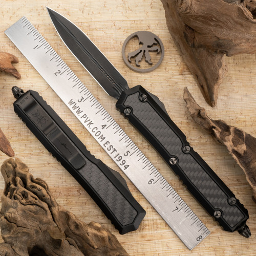Microtech Makora 206-1 DLCTSH Double Edge DLC Blade, Black Handle