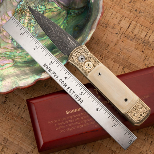 Protech Ultimate Custom Godson Bronze Engraved ,Mastodon Ivory Vegas Forge Spirograph