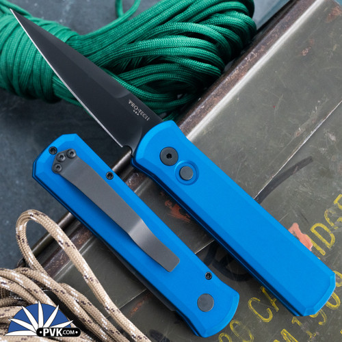 Protech Godson Auto 721-BLUE, Black Blade, Blue Handle