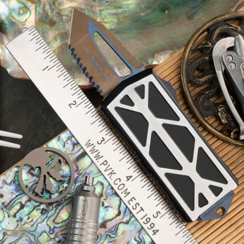 PVK Custom Exocet 158-12 Full Serrated Tanto Two Tone Stonewash Handle, Midnight HW