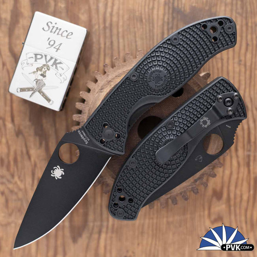 Spyderco Tenacious, Black Drop Point Blade, Black FRN Handle Scales