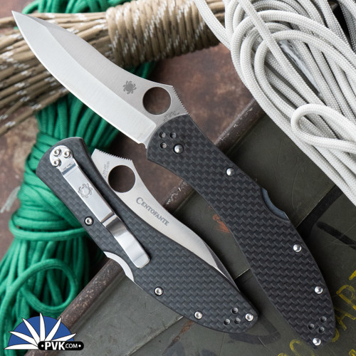 Spyderco Centofante 3 Exclusive, CPM-Cruwear Satin Blade, Carbon Fiber Scales