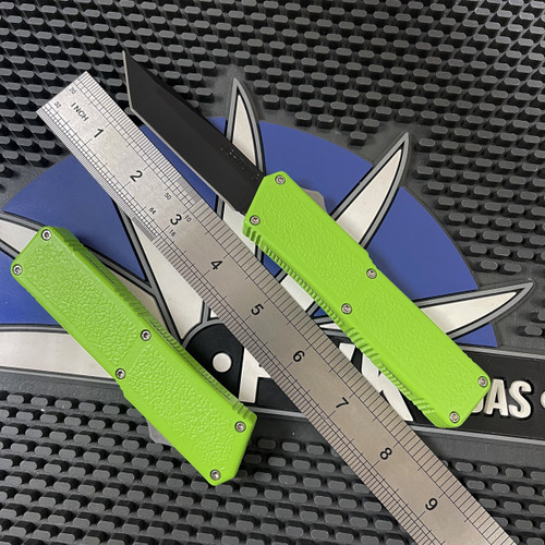 Taiwan Lightning Toxic Green Handle Black Tanto Edge Plain