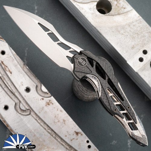 WE Knife Co Elijah Isham Arrakis Folding Knife Bead Blast Blade, Carbon Fiber & Structural Grade Ti Handles, Entropic Ti Clip