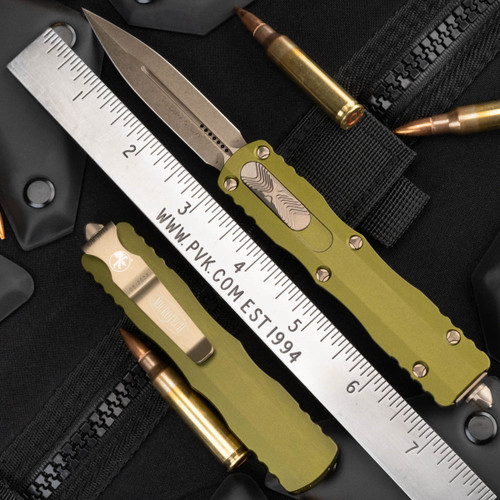 Microtech Dirac 225-13APOD Apocalyptic Bronze Blade, OD Green