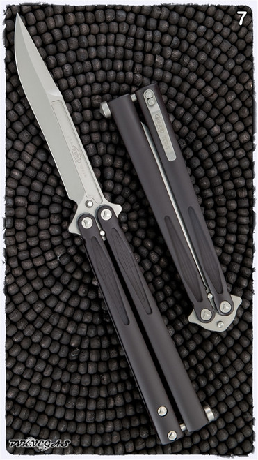 Microtech Tachyon III Balisong Knife Beadblast Blade Black Handle
