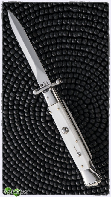 AKC Swinguard 9" Italian Stiletto Dagger White Pearlex