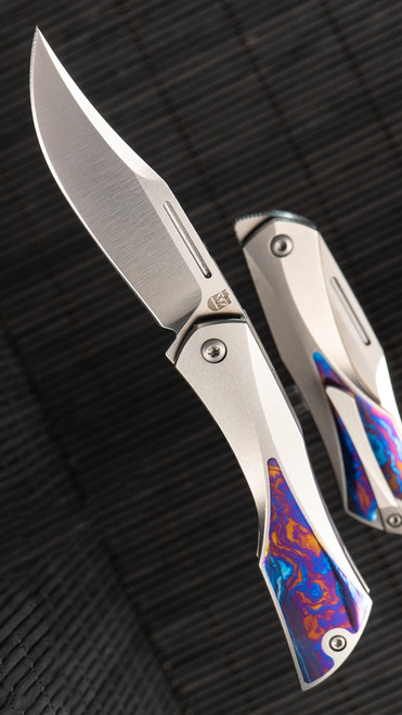 Isham Bladeworks Titanium Blackstar V2 Slip Joint Knife Timascus Inlays