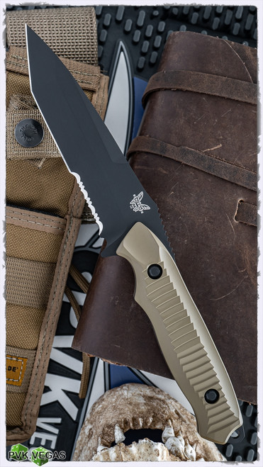 Benchmade Nimravus Serrated Tanto Fixed Blade, Black 154-CM