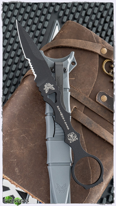 Benchmade SOCP Fixed Blade, Serrated Black 440C w/ Gray Sheath