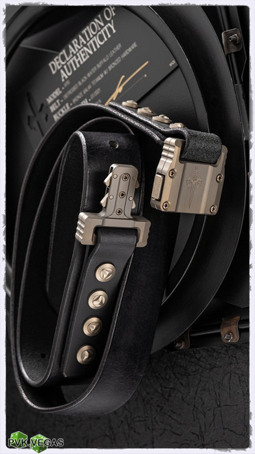 Marfione Custom Apis, Distressed Black-Water Buffalo Leather Bronze Titanium W/Bronzed Hardware