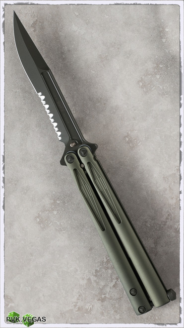 Microtech Tachyon III Balisong Knife 173-2GR Green Serrated