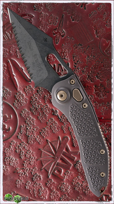 Microtech Auto Stitch DLC Full Serrated Bronzed Hardware