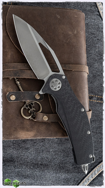 Marfione Custom Matrix M390 Two-Tone Stonewash Blade Full Carbon Fiber Chassis