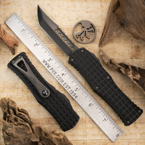 Microtech Hera 919-1DLCTFRSH DLC Hellhound Tactical, Black Frag Handle Shadow