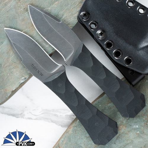 Auxiliary Manufacturing Coffin, Black Stonewash AEB-L Leaf Blade, Textured G10