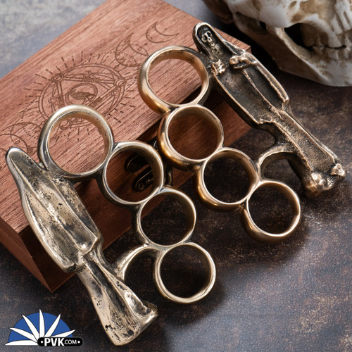 Black Bird Manufacturing, Bronze 4 Finger Knuck, Santa Muerte