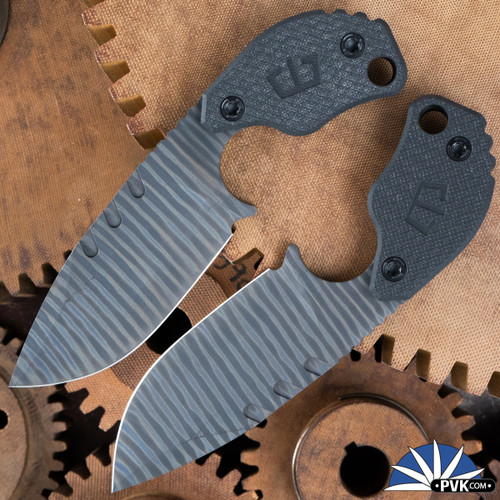 Blackside Customs, Strider Design SLCC Flamed Finish Titanium Blade,  Black G10 Handles